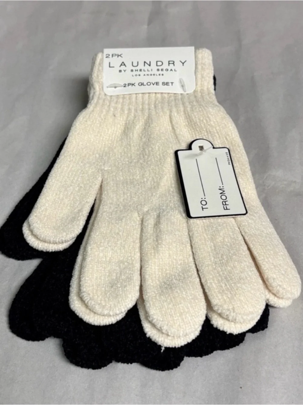 New Laundry Gloves 2 Pairs Set Women’s Black & Ivory Knit Casual Winter Outdoors